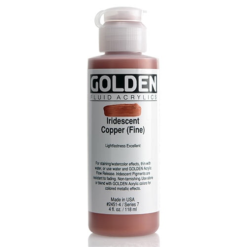 Golden, Fluid Acrylic, Paint, 4oz, Iridescent Copper (Fine)